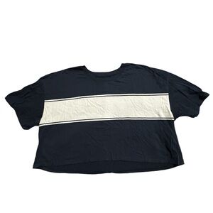 Navy and White Crop Top